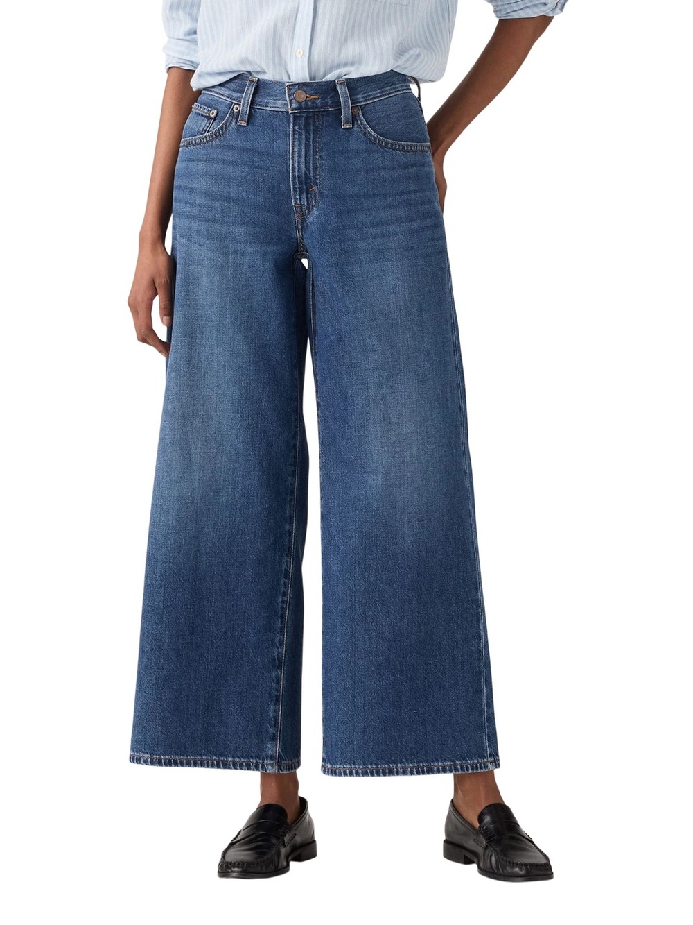 Levi’s Middy Wide Leg Medium Wash Jeans High Rise Denim Y2K Comfy Casual Chic